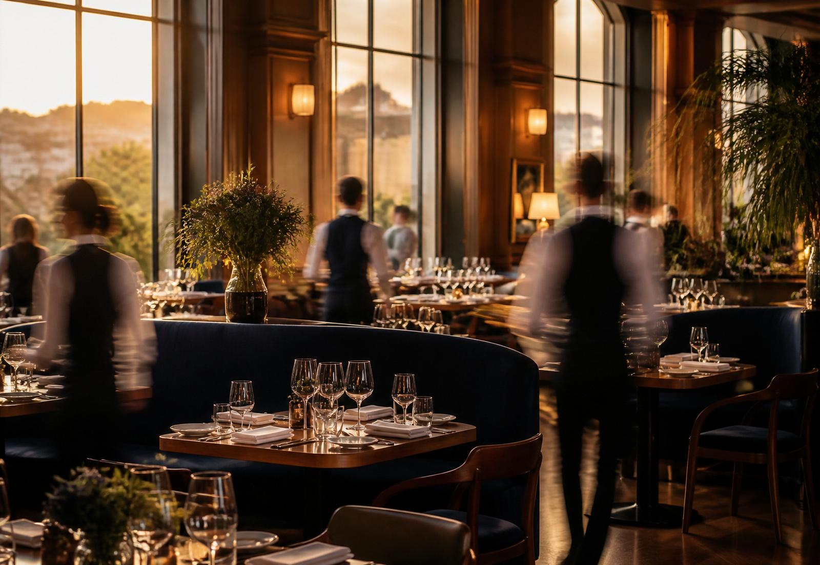 Dining room of an established restaurant group at service